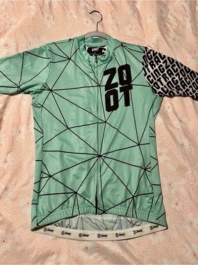 Zoot Racing Series Short Sleeve Aero Cycle Jersey Cycling Mint Green Black Large
